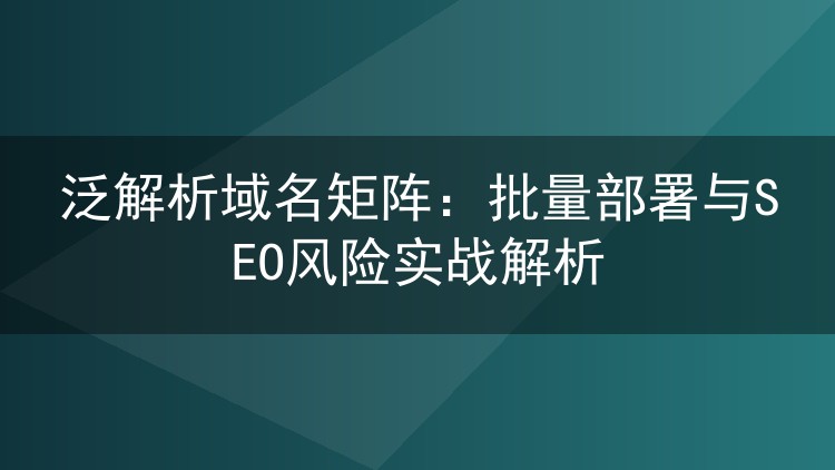 泛解析域名矩阵：批量部署与SEO风险实战解析