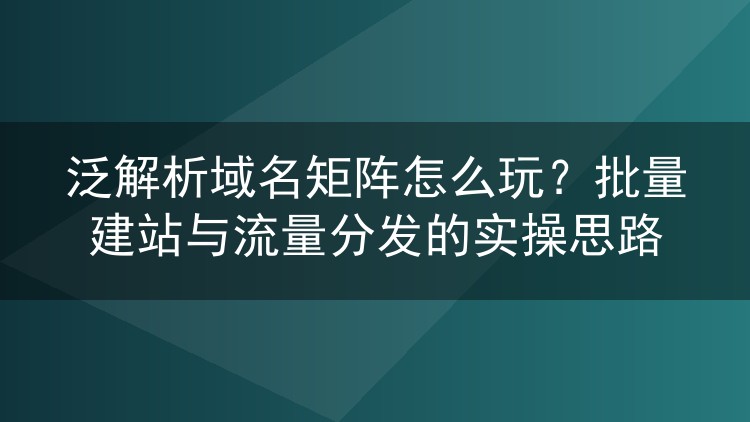 泛解析域名矩阵怎么玩?批量建站与流量分发的实操思路