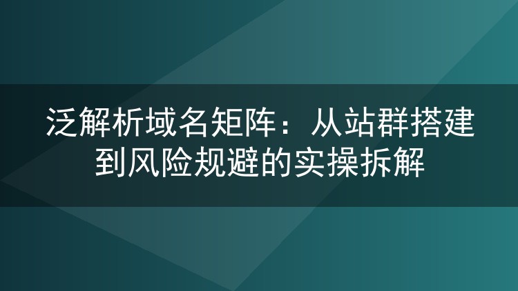泛解析域名矩阵：从站群搭建到风险规避的实操拆解