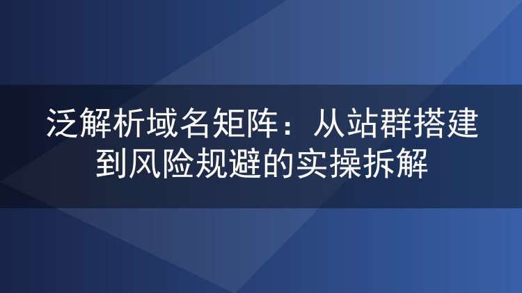 泛解析域名矩阵：从站群搭建到风险规避的实操拆解