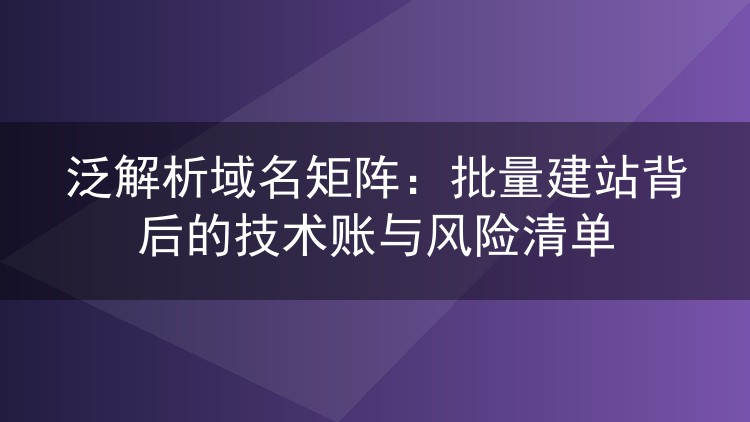 泛解析域名矩阵:批量建站背后的技术账与风险清单