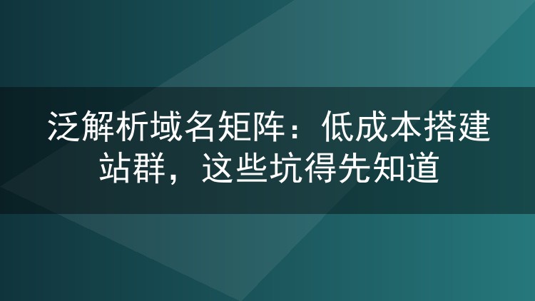 泛解析域名矩阵：低成本搭建站群，这些坑得先知道