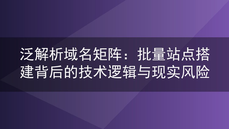 泛解析域名矩阵:批量站点搭建背后的技术逻辑与现实风险