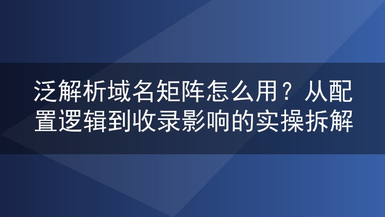 泛解析域名矩阵怎么用?从配置逻辑到收录影响的实操拆解