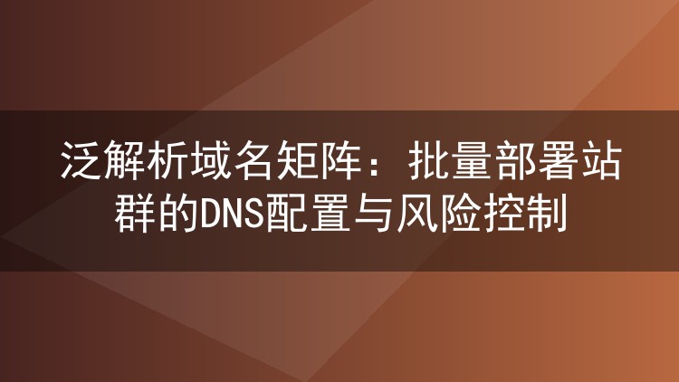 泛解析域名矩阵：批量部署站群的DNS配置与风险控制