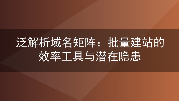 泛解析域名矩阵:批量建站的效率工具与潜在隐患