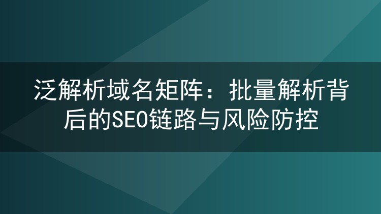 泛解析域名矩阵：批量解析背后的SEO链路与风险防控