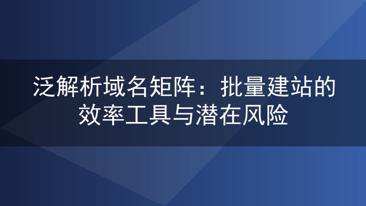 泛解析域名矩阵：批量建站的效率工具与潜在风险