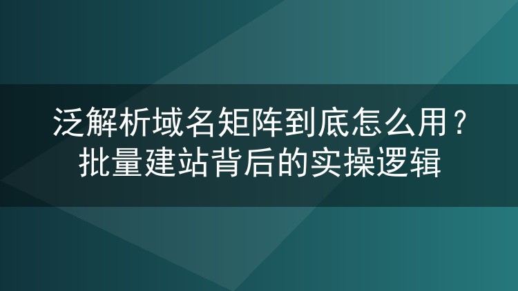 泛解析域名矩阵到底怎么用?批量建站背后的实操逻辑