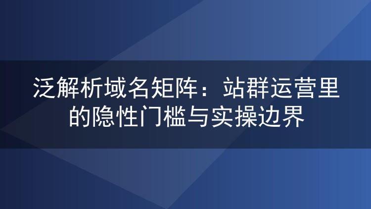 泛解析域名矩阵：站群运营里的隐性门槛与实操边界