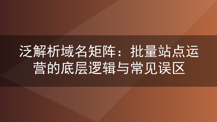 泛解析域名矩阵：批量站点运营的底层逻辑与常见误区