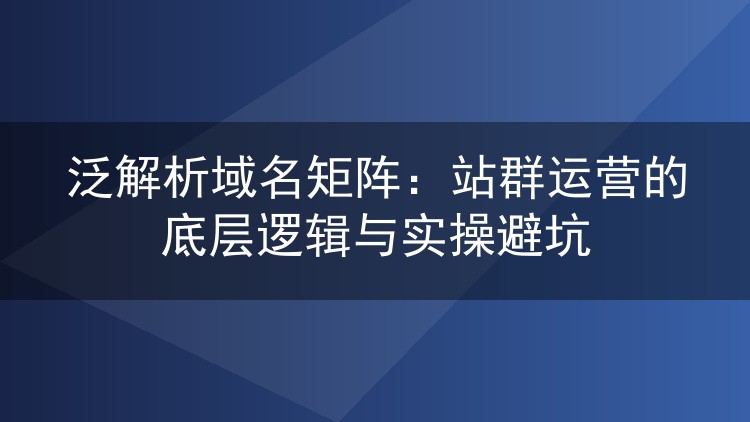 泛解析域名矩阵：站群运营的底层逻辑与实操避坑