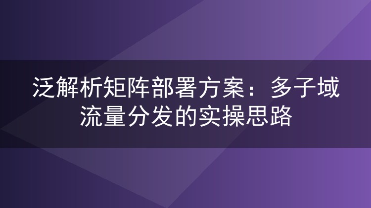 泛解析矩阵部署方案：多子域流量分发的实操思路