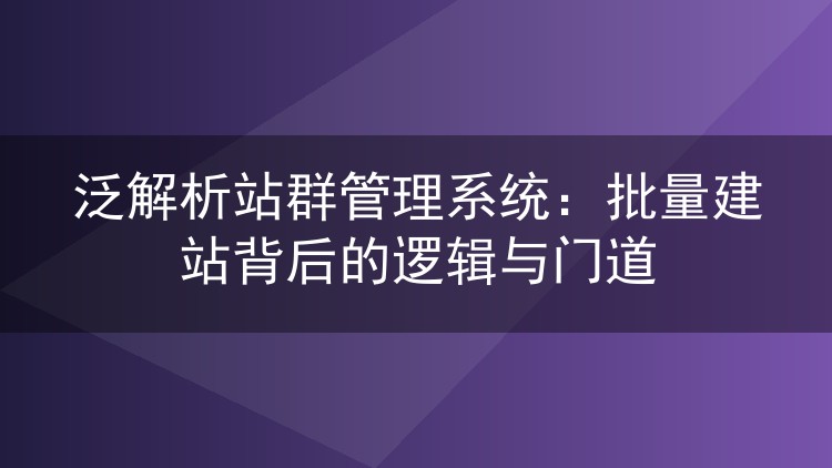 泛解析站群管理系统:批量建站背后的逻辑与门道
