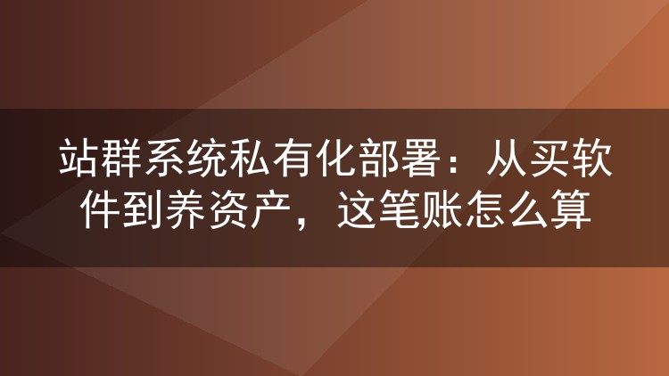 站群系统私有化部署:从买软件到养资产,这笔账怎么算