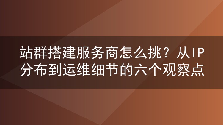站群搭建服务商怎么挑?从IP分布到运维细节的六个观察点