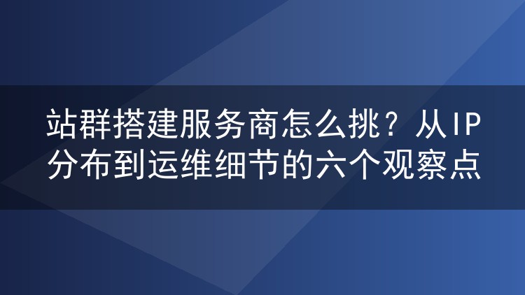 站群搭建服务商怎么挑?从IP分布到运维细节的六个观察点