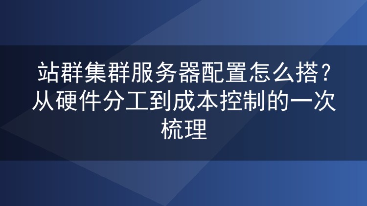 站群集群服务器配置怎么搭?从硬件分工到成本控制的一次梳理