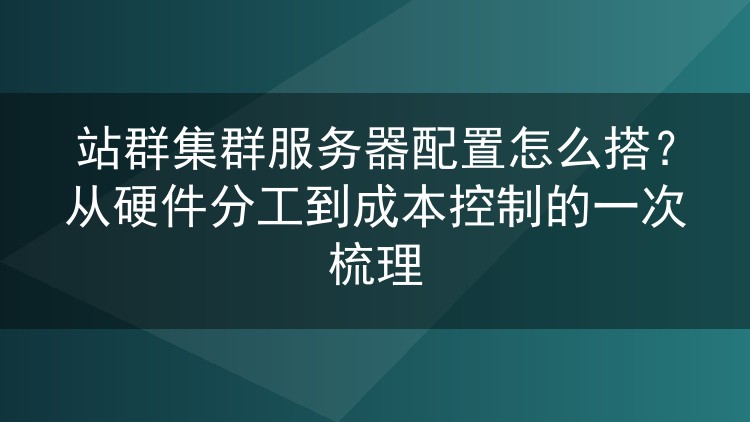 站群集群服务器配置怎么搭?从硬件分工到成本控制的一次梳理