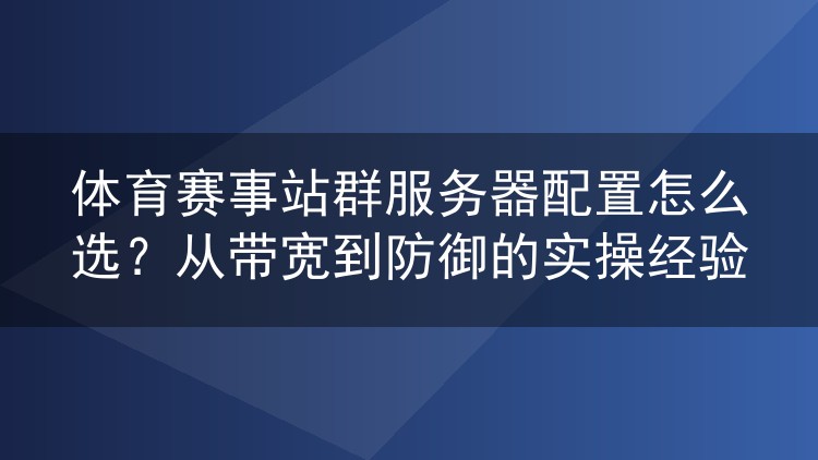 体育赛事站群服务器配置怎么选?从带宽到防御的实操经验