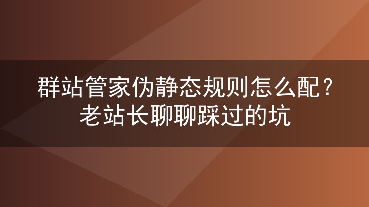 群站管家伪静态规则怎么配?老站长聊聊踩过的坑