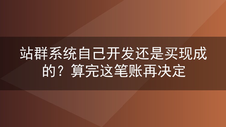 站群系统自己开发还是买现成的?算完这笔账再决定
