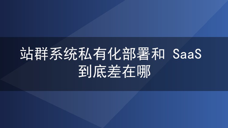 站群系统私有化部署和 SaaS 到底差在哪
