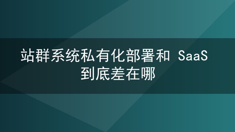 站群系统私有化部署和 SaaS 到底差在哪