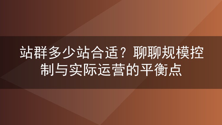 站群多少站合适?聊聊规模控制与实际运营的平衡点