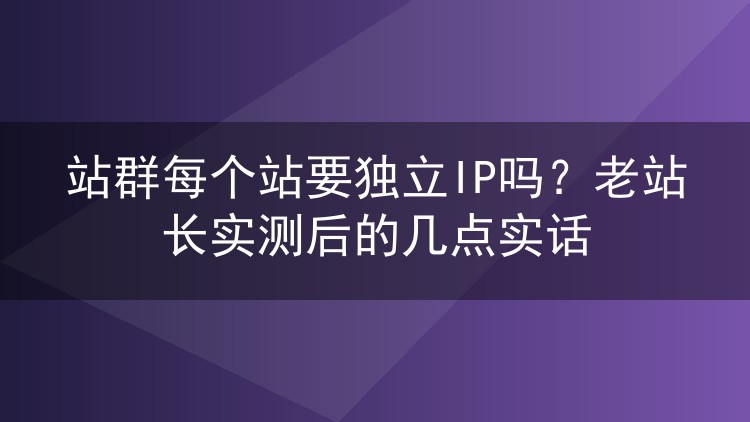 站群每个站要独立IP吗?老站长实测后的几点实话