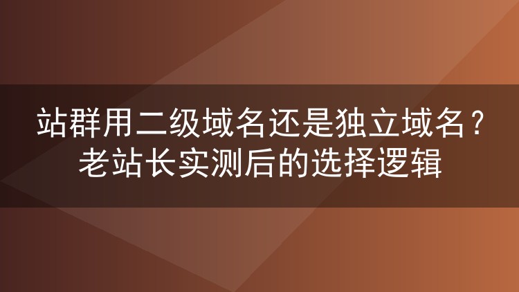 站群用二级域名还是独立域名?老站长实测后的选择逻辑