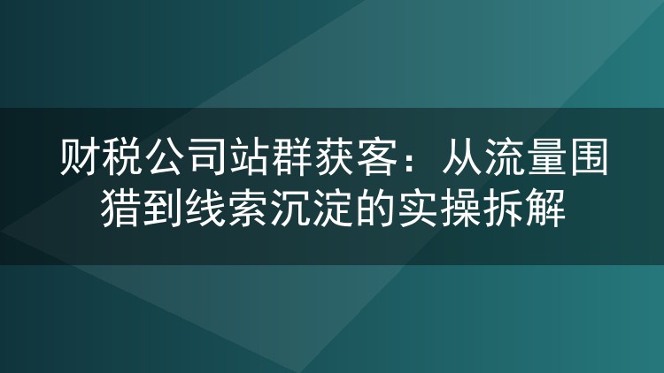 财税公司站群获客:从流量围猎到线索沉淀的实操拆解