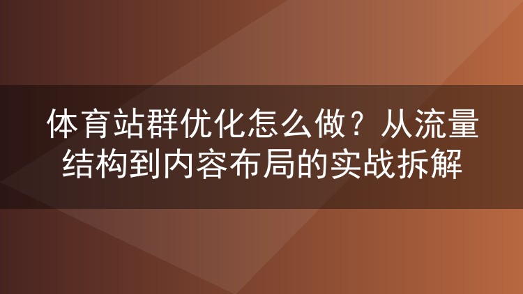 体育站群优化怎么做?从流量结构到内容布局的实战拆解