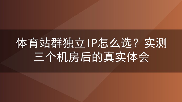 体育站群独立IP怎么选?实测三个机房后的真实体会