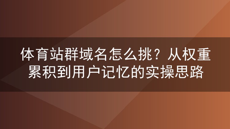 体育站群域名怎么挑？从权重累积到用户记忆的实操思路