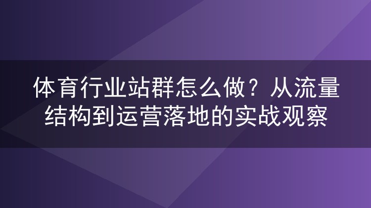 体育行业站群怎么做?从流量结构到运营落地的实战观察