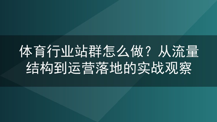 体育行业站群怎么做？从流量结构到运营落地的实战观察