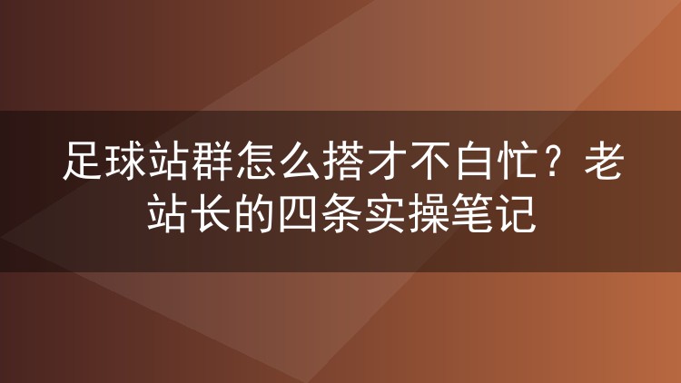 足球站群怎么搭才不白忙？老站长的四条实操笔记