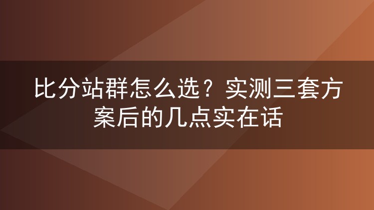 比分站群怎么选？实测三套方案后的几点实在话