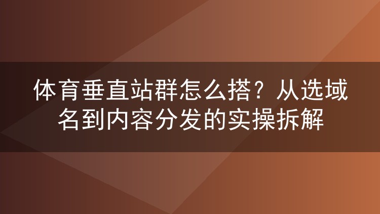 体育垂直站群怎么搭？从选域名到内容分发的实操拆解