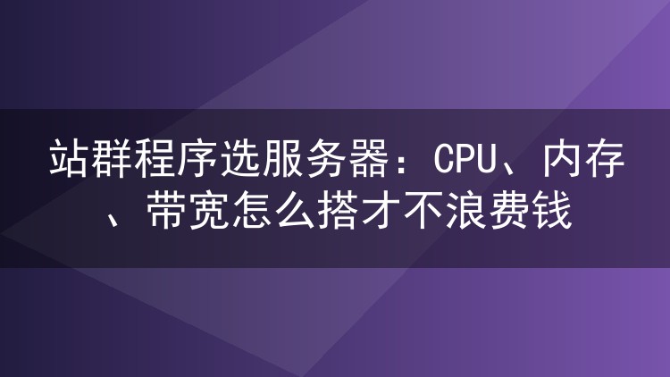 站群程序选服务器：CPU、内存、带宽怎么搭才不浪费钱