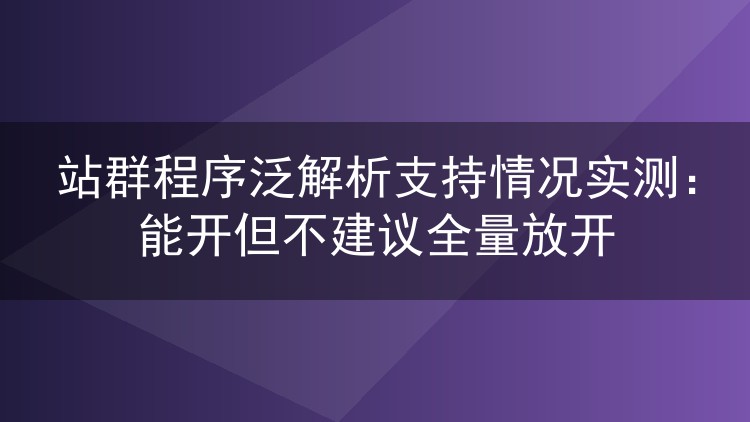 站群程序泛解析支持情况实测：能开但不建议全量放开