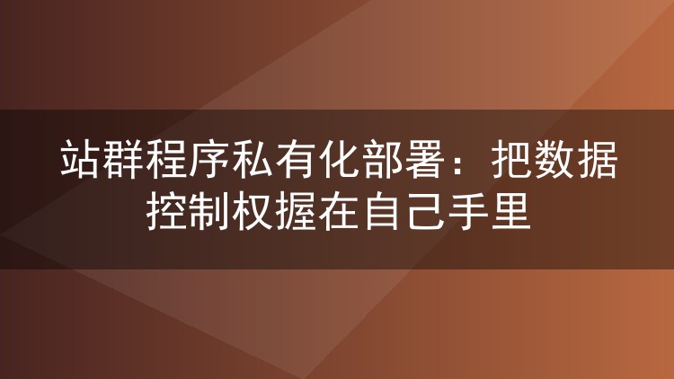 站群程序私有化部署:把数据控制权握在自己手里