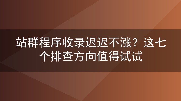 站群程序收录迟迟不涨?这七个排查方向值得试试