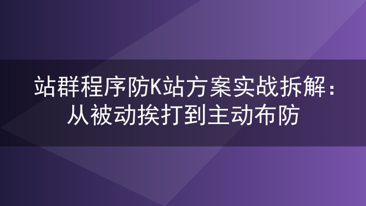 站群程序防K站方案实战拆解：从被动挨打到主动布防