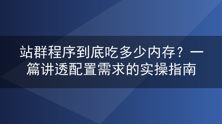 站群程序到底吃多少内存?一篇讲透配置需求的实操指南