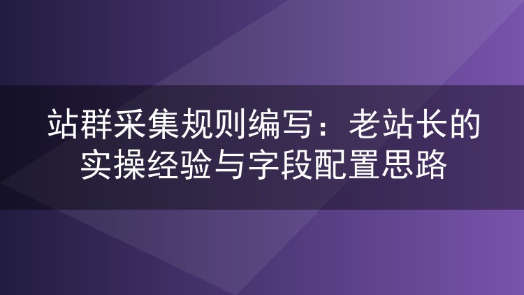 站群采集规则编写：老站长的实操经验与字段配置思路