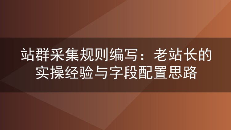 站群采集规则编写:老站长的实操经验与字段配置思路