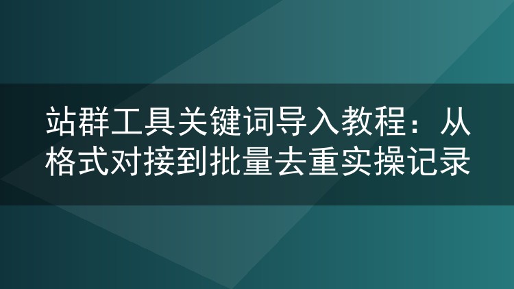 站群工具关键词导入教程：从格式对接到批量去重实操记录