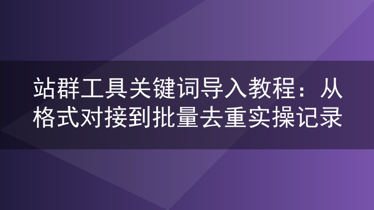站群工具关键词导入教程：从格式对接到批量去重实操记录